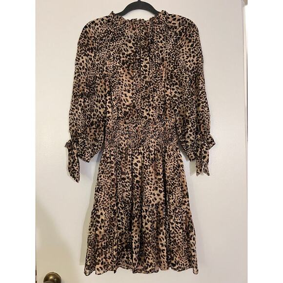 Rebecca Taylor J1701 Klynx Smocked Silk Blend Oat Dress Sz M - Picture 10 of 10